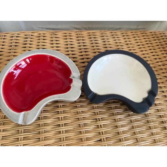 Vintage MCM Pair Ross Originals California Pottery Atomic Ashtrays - Picture 9 of 11